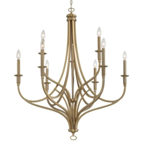 Minka Lavery 1099 Covent Park 9 Light 34"W Taper Candle - Brushed Honey Gold