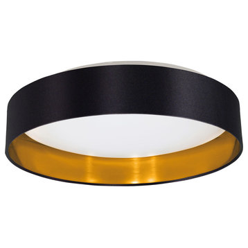 LED Ceiling Light With Black and Gold Finish and White Plastic Diffuser