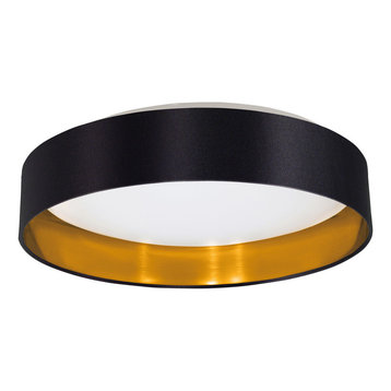 LED Ceiling Light With Black and Gold Finish and White Plastic Diffuser