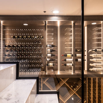 Custom Staircase Glass Wine Cellar & Display Cabinet in Newport Beach