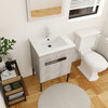 BNK 24 Inch Float/Floor Dual Mounted Bathroom Vanity With Sink, Cement Grey