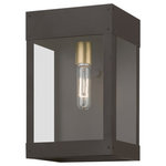 Livex Lighting - Barrett 1 Light Bronze Outdoor Wall Lantern With Antique Brass Candle - Made of stainless steel this charming, bronze finish outdoor wall lantern has a versatile look that can be placed almost anywhere. The antique brass accent & clear glass adds a traditional touch to the clean, transitional-contemporary lines.