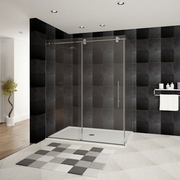 Shower Enclosures, Frameless, 12mm Clear Tempered Glass, ULTRA-D Collection, Chrome, 56-60"x79"x36"