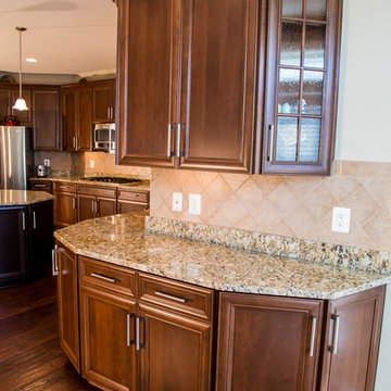 Contrasting Cherry Rustic Kitchen with Large Island in Ashburn, VA