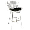 Wire Counter Stool, Chrome, Black Seat Pad