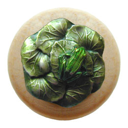 Inviting Home Inc. - Leap-Frog Natural Wood Knob, Unfinished With Hand-Tinted Pewter - Cabinet And Drawer Knobs