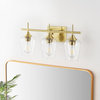 3-Light Vanity Light Sconce With Seeded Glass Shades, Gold