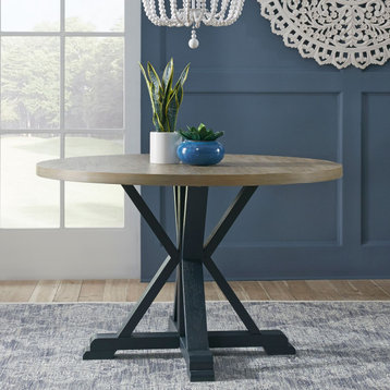 Cohleen Single Pedestal Dining Table- Navy