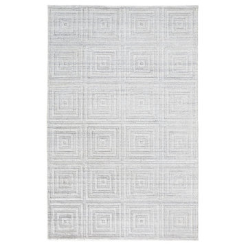 Weave & Wander Tatem Minimal Viscose Rug, White/Gray, 8' x 10' Rug