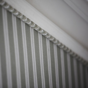Traditional Country House Bedroom Fabric Wallcovering & Roped Corners