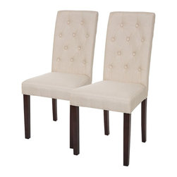 Glitzhome - Set of 2 Fabric Dining Chair With Tufted Back - Dining Chairs