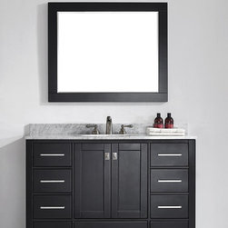 Transitional 48 inch Espresso Bathroom Vanity with White Carrera Marble Top - Bathroom Vanities And Sink Consoles