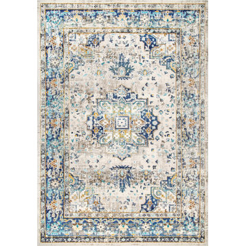 nuLOOM Ainsley Fading Token Traditional Vintage Area Rug, Blue, 9'x12'