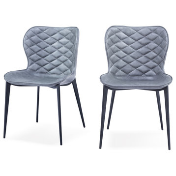 Modrest Felicia Modern Gray and Black Dining Chair, Set of 2