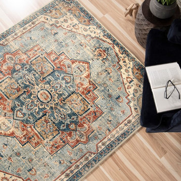 Palmetto Living by Orian Alexandra King Fisher Pale Blue Area Rug, 5'3"x7'6"
