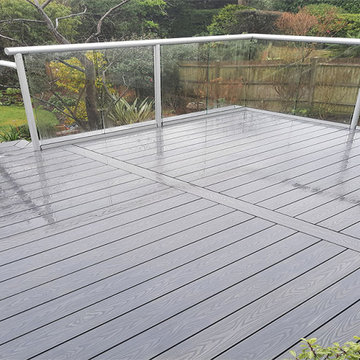 Grey Composite Decking & Stairs with Stylish Glass Balustrade
