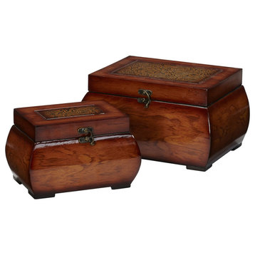 Decorative Lacquered Wood Chests, Set of 2