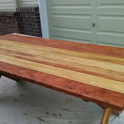 Redwood table and benches - Patio Furniture And Outdoor Furniture
