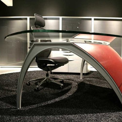 Luna Desk with Leather Inlay by Uffix - Desks And Hutches