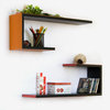 Quality Life Crutch-Shaped Leather Wall Shelf / Floating Shelf (Set of 2)