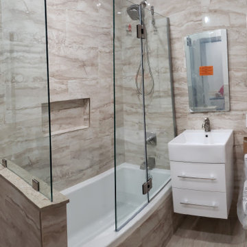 Bathroom reno as a part of the entire apartment renovation.Before/after picture