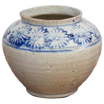 Antique Korean Glazed Floral Jar