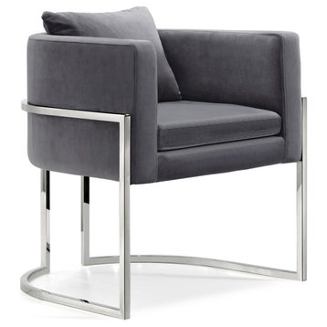 Pippa Velvet Upholstered Accent Chair, Gray