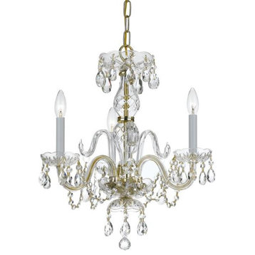 Crystama 5044-PB-CL-I Crystal, 3-Light Mini Chandelier in Classic Style