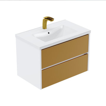 Brooks 30" Single Bathroom Vanity Set, Metallic Brass/Golden