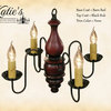 Abigail Wood Chandelier 4-Light, Assorted Finishes, Red, Black Rub