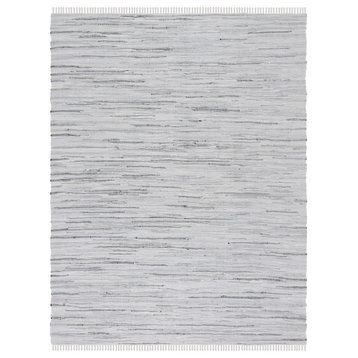 Contemporary Area Rug, Soft Striped Cotton With Tassels, Gray/11' X 15'