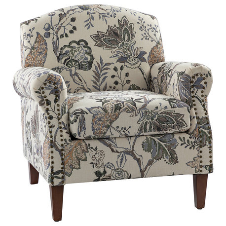 Comfy Armchair With Nailhead Trims, Gray