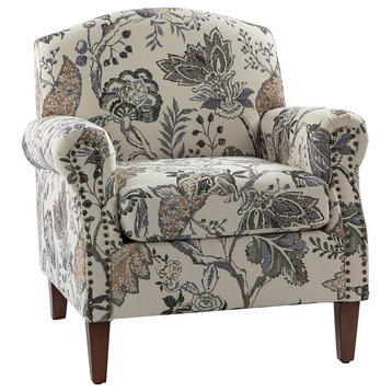 Comfy Armchair With Nailhead Trims, Gray