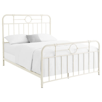 Metal Pipe Queen Bed, Antique White