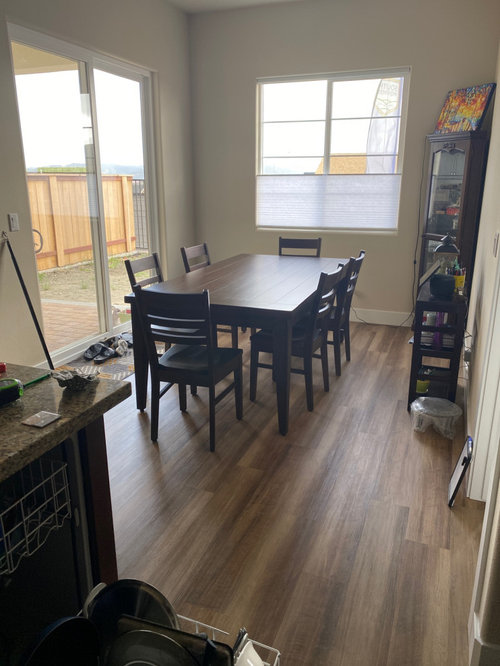 Brand new dining room, rug or no rug?