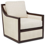 Currey & Company - Currey and Company 7000-0432 Evie Swivel Chair, Happy Returns - The Evie Walnut Swivel Armchair is made of mahogany in a dark walnut finish. The wood-framed front, side, and back panels of the roomy chair that swivels 360-degrees are covered in ivory faux shagreen. This ivory chair covered in a neutral bone-colored fabric was inspired by vintage shagreen furniture from the 1920s.