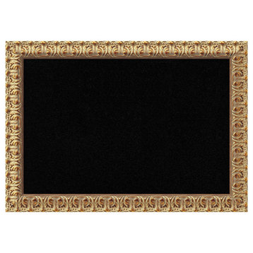 Framed Black Cork Board, Florentine Gold, Outer Size 28x20