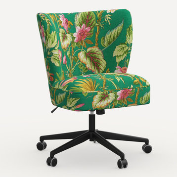 Red from Scalamandre Newton Office Chair, Tropical Flora Green