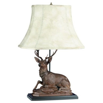 Sculpture Table Lamp MOUNTAIN Lodge Laying Stag Deer 1-Light
