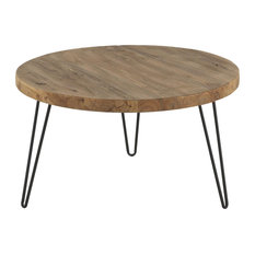 Iron and Reclaimed Elm Coffee Table, Round