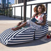 Prado Outdoor Bean Bag Chaise Lounge Chair, Navy Stripes