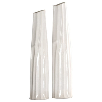 Uttermost Kenley Crackled White Vases, Set of 2