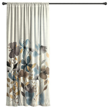 Laural Home Greige Florals Sheer Window Curtain, 84"