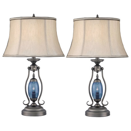 Revere Gunmetal Table Lamp, Set of 2