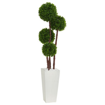 4' Boxwood Topiary Artificial Tree, Planter UV Resistant