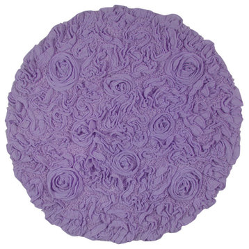 Bell Flower Collection Tufted Non-Slip Bath Rugs, 30" Round, Purple