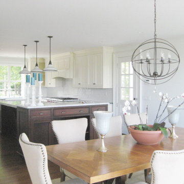 White Kitchen with Dark Stain Island