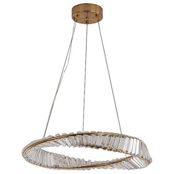 Modern gold crystal ceiling chandelier for living room, dining room, bedroom, 23.6"
