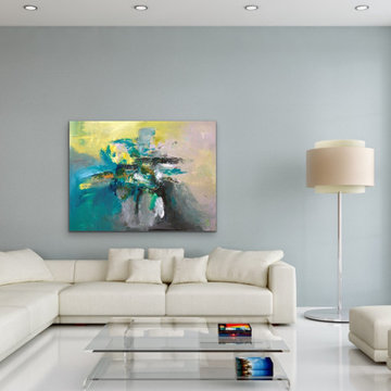 large green abstract art Modern Contemporary Paintings for Family Room