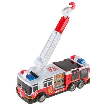 Toy Fire Truck With Extending Ladder, Battery-Powered Lights, Siren Sounds